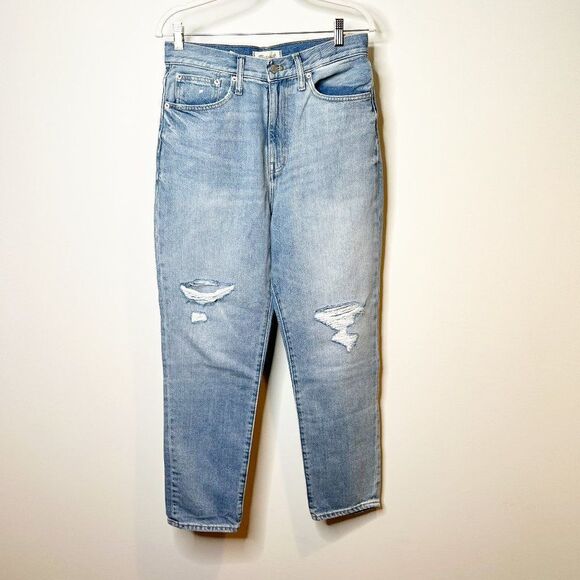 Madewell Womens Blue Gilford Wash 5 Design Pocket Distressed Mom Jeans Size 28 - Picture 1 of 9
